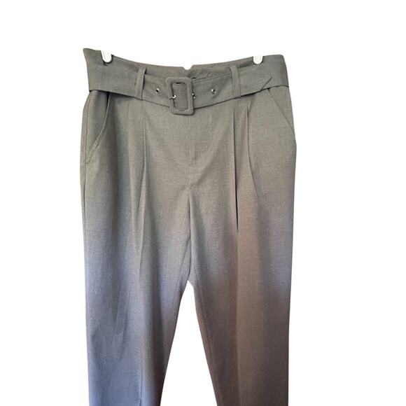 DKNY Women’s Pleated Belted Pants Trousers Ankle Size 10 Gray Career Preppy - Picture 3 of 11